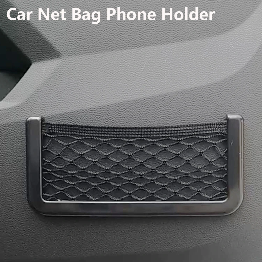 

Car Net Bag Phone Holder Storage Pocket Phone Net Pocket Holder Car Storage Bag Elastic Flexible Mesh For BMW 1 3 5 7 X1 X3 X4