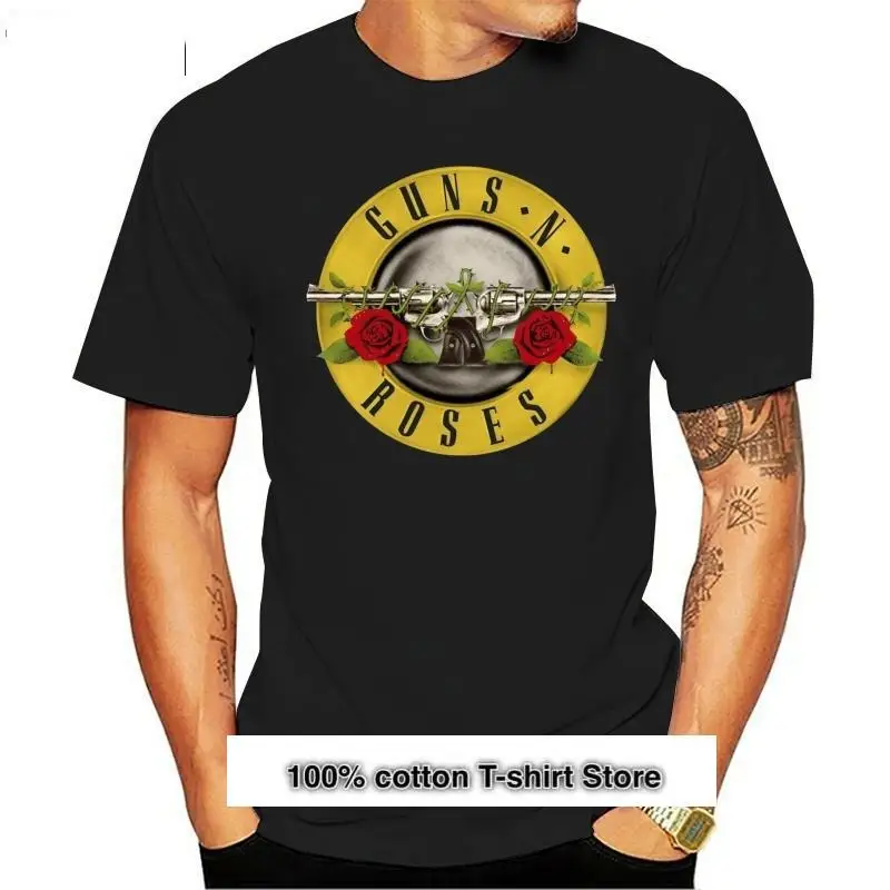 

Gun Roses-camiseta oficial clásica para mujer, camiseta con logotipo circular de banda de Rock