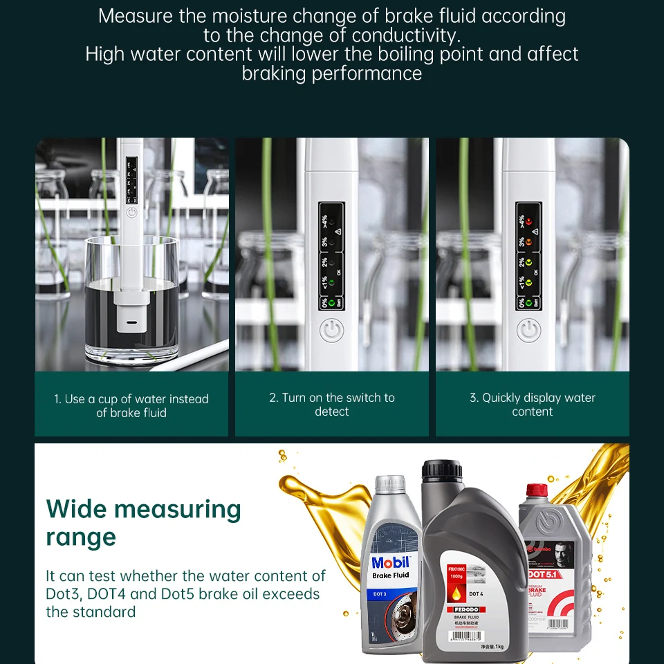 Цифровой тестер тормозной жидкости DOT3/DOT4 светодиодный дисплей 5 режимов |