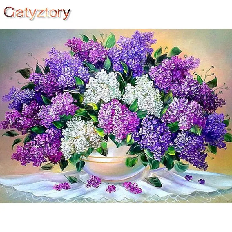 

GATYZTORY Frame Lavender DIY Painting By Numbers Modern Oil Painting violet Home Decor Handpainted Unique Gift For Wedding Decor