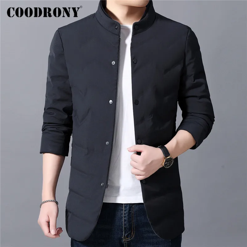 Бренд COODRONY, мужская куртка-пуховик на утином пуху, деловая повседневная куртка со стоячим воротником, Мужские осенне-зимние мягкие теплые куртки, верхняя одежда 98027