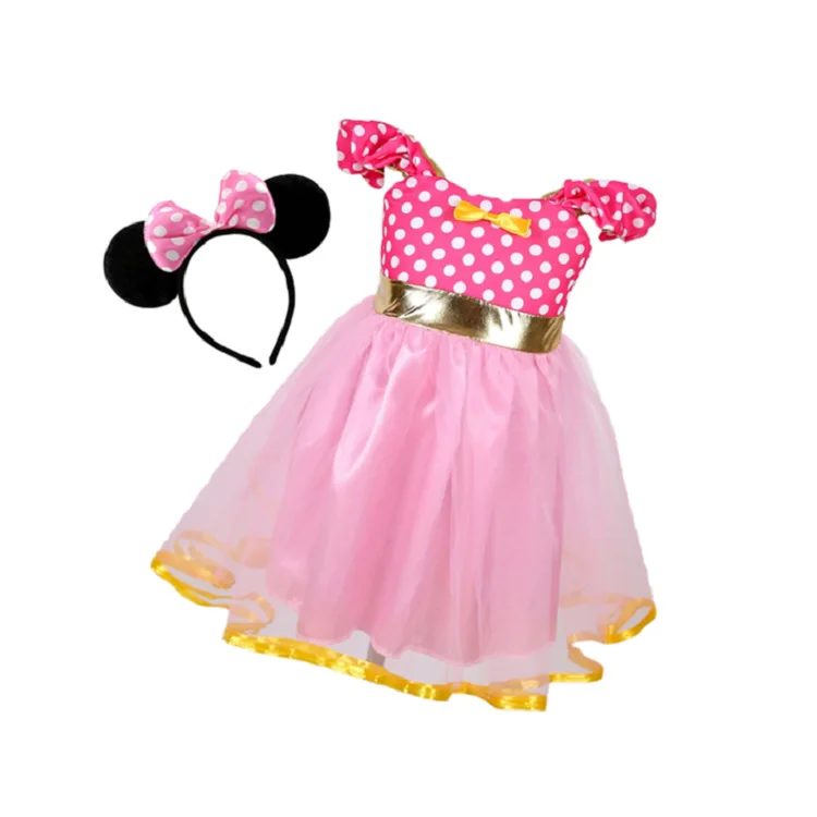 2018 Summer Girls Cartoon Minnie Party Dress Fancy Costume Cosplay Dress+Headband 0-5yrs Infant Baby Clothes kids | Детская одежда и