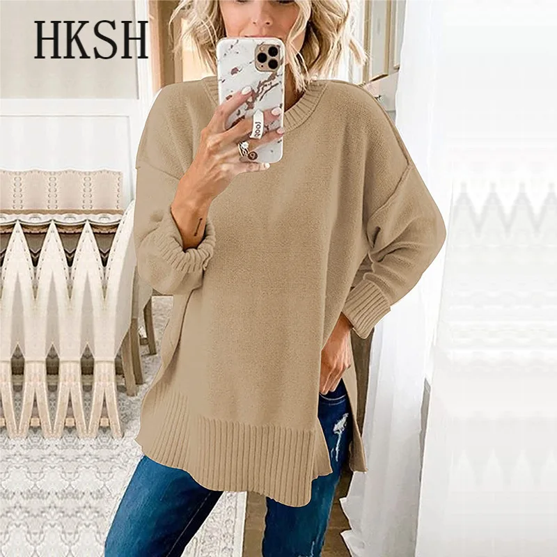 

women's Pullover fashion Knit o neck Loose Solid long sleeve swerter autumn winter pull femme jersey mujer winter clothes women