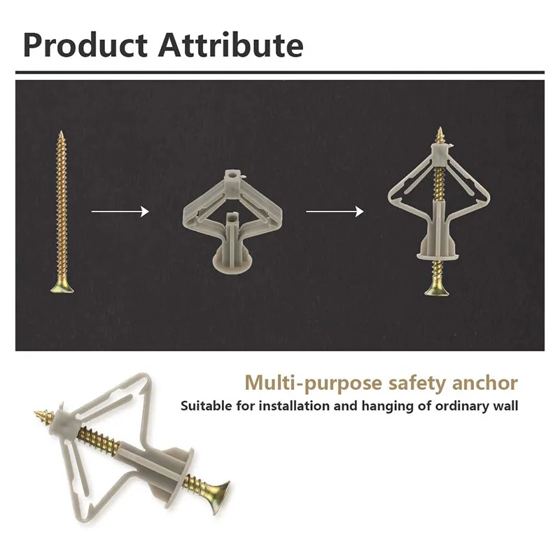 

50Pcs Plasterboard Dowels and Screws Plasterboard Hollow Wall Anchors Heavy-duty Dowels Expansion Tube Pipe Wall Anchors Plugs