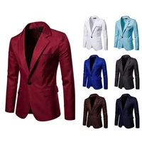luclesam men casual one button lapel blazer male solid color business suit jacket jaqueta masculina ropa hombre
