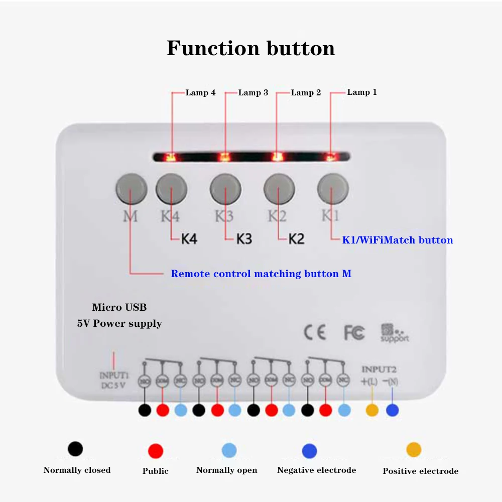 

Ewelink 4CH Wifi DIY USB DC5V 10A Relay Wireless RF Remote Control Switch WIFI Receiver Module