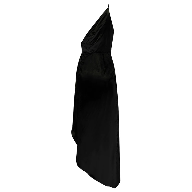 INDRESSME, новинка, Vestidos, женское платье на одно плечо, без рукавов, тонкое, Драпированное, вечерние, сексуальное, асимметричное, с разрезом, облегающее платье