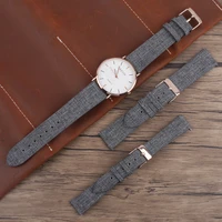 nylon canvas fabric watch gray cow leather watch strap band 16mm 20mm wristwatch accessories for women men watch