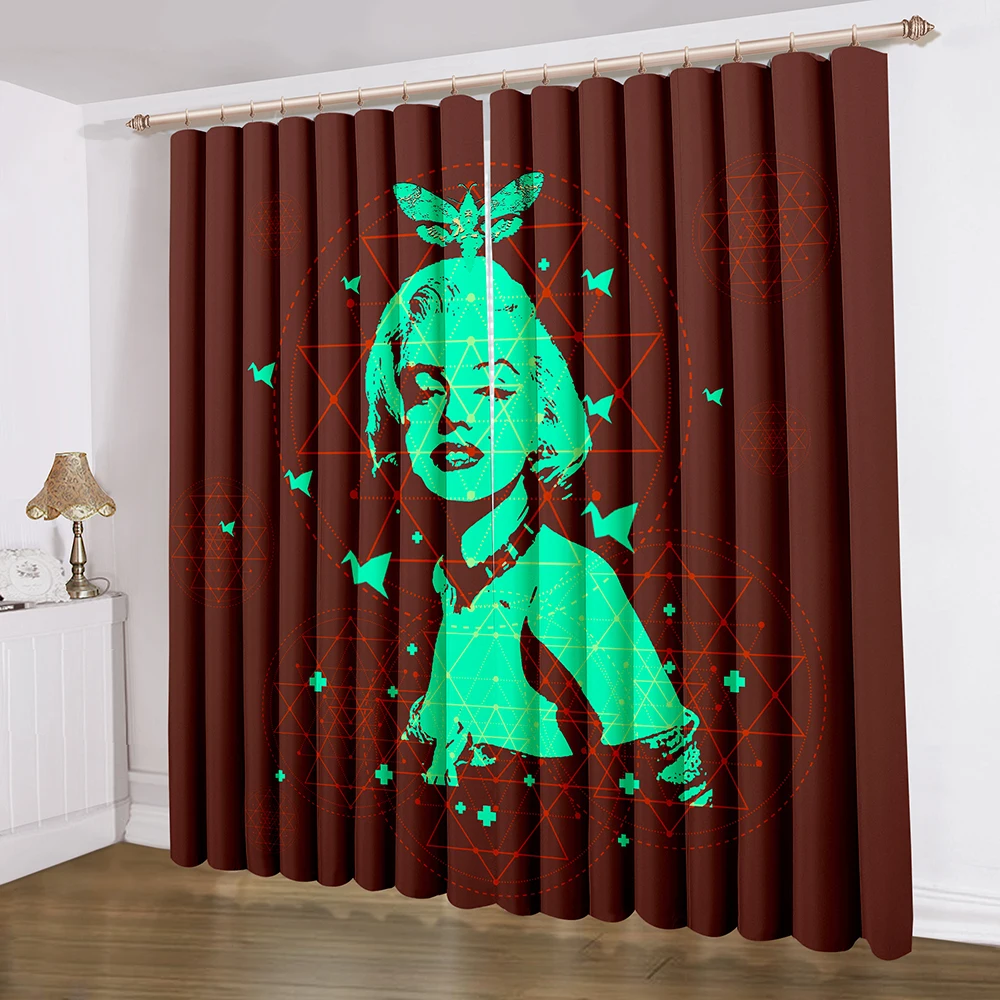

Green American Actress Window Curtain Splicing Art Curtain For Living Room Curtain 3D Print Blinds 2 Panels Brown Modern Curtain