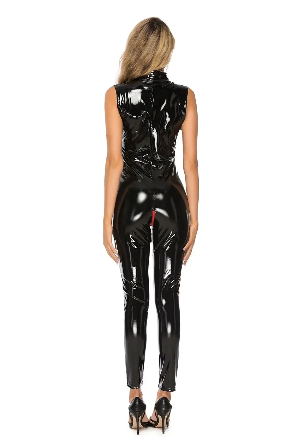 Zentai костюм из кожаной ткани сексуальное боди женское белье без рукавов