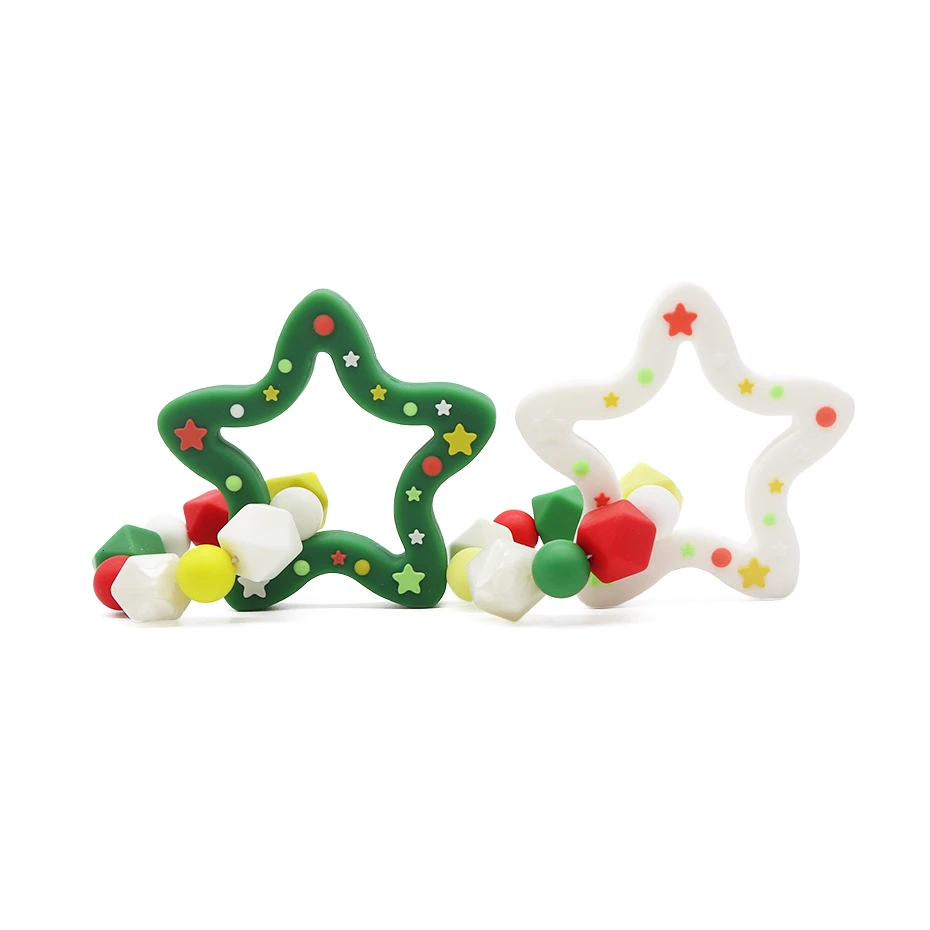 Для детей с рисунком звезд Прорезыватель для зубов BPA бесплатные силиконовые