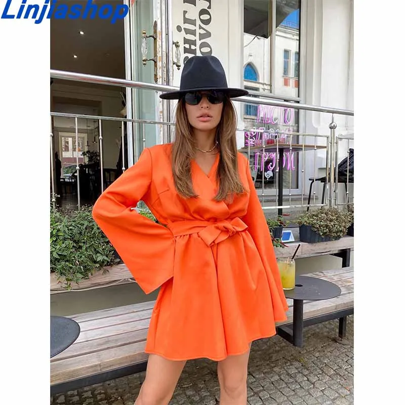 

Women cross v neck solid color casual kimono jumpsuits ladies sashes Conjoined shorts chic long sleeve party siamese playsuit