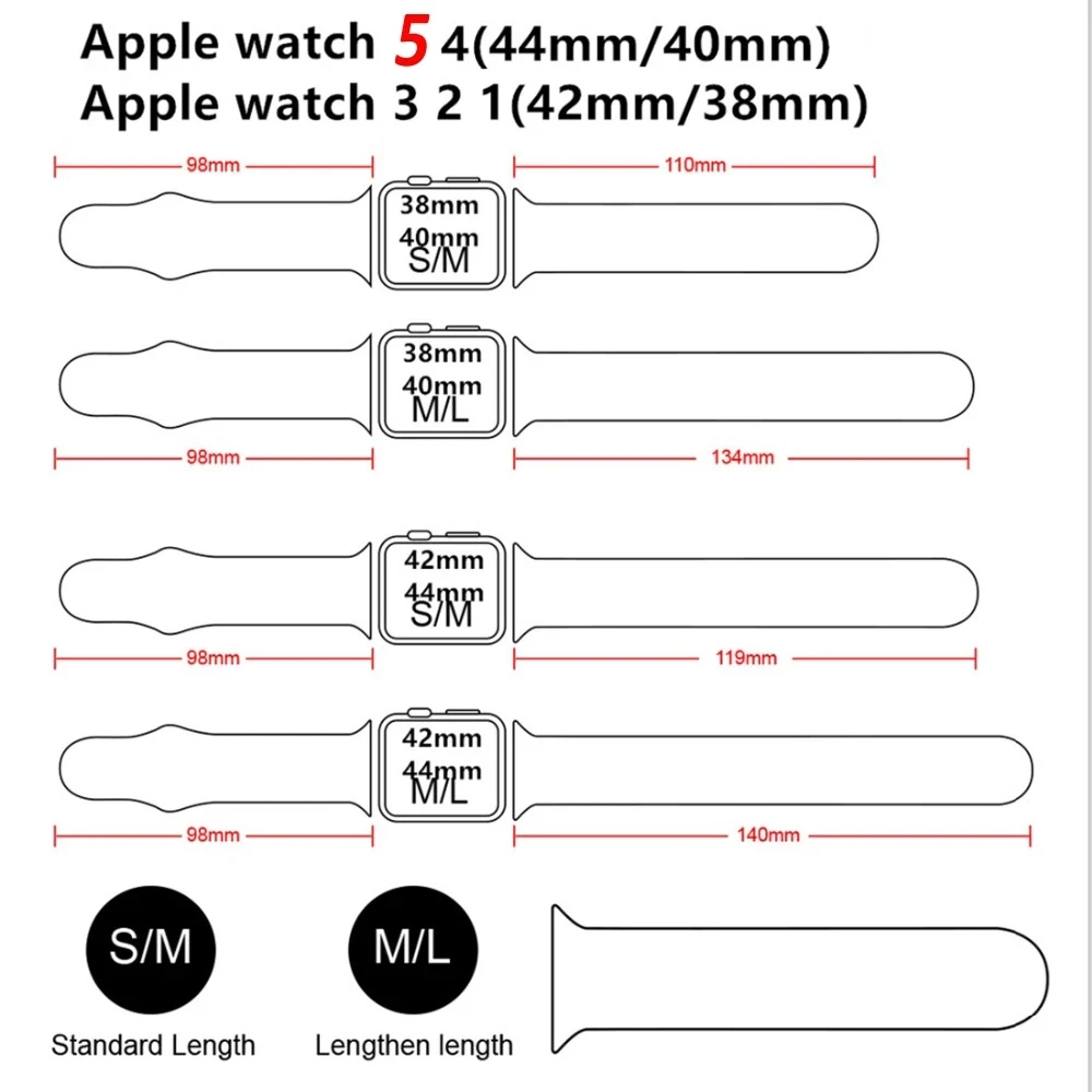 Silicone band For Apple Watch strap 44mm 40mm 42mm 38mm 40 44 42 mm smartwatch watchband correa bracelet iWatch 3 4 5 6 se strap