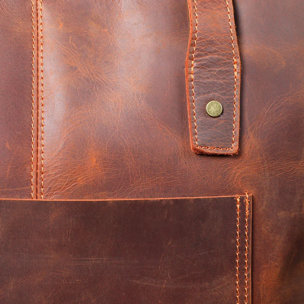 Coffee Leather Tote Bag | Aurora™