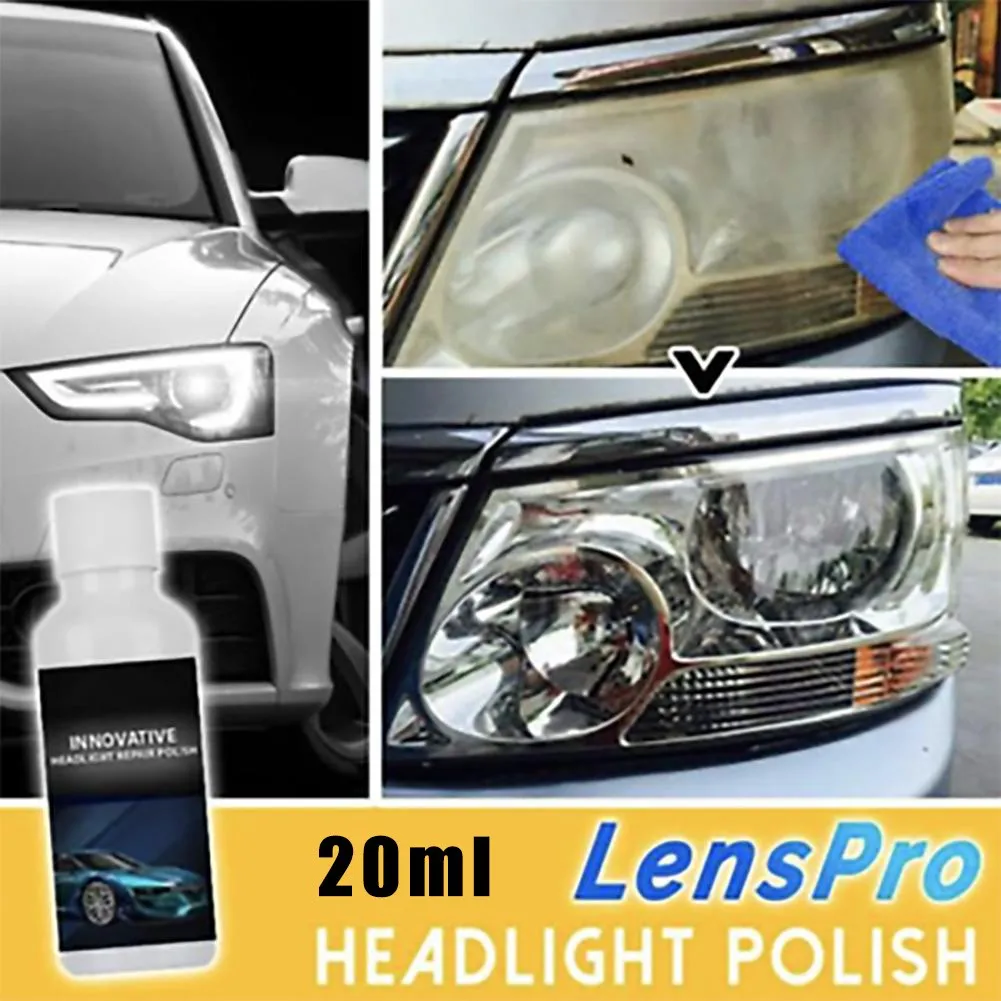 

Car Headlight Repair Polish 20ml Automotive Headlight Repair Fluid With Sponge Car Accessories