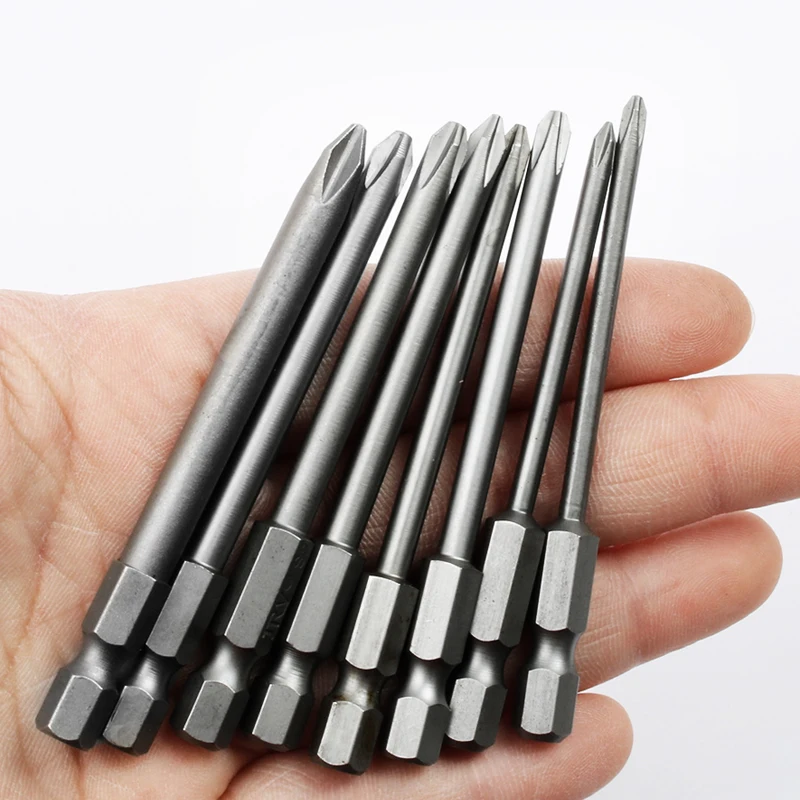 

8pcs/Set Screwdriver Drill Bit Kit 75mm Cross Hex Alloy Steel Magnetic Head PH1 PH2