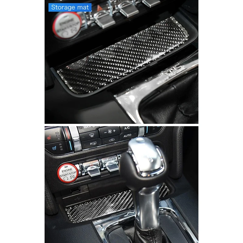 

Sticker Carbon Fiber Interior Coasters Storage Mats for Ford Mustang Accessories 2015-2019