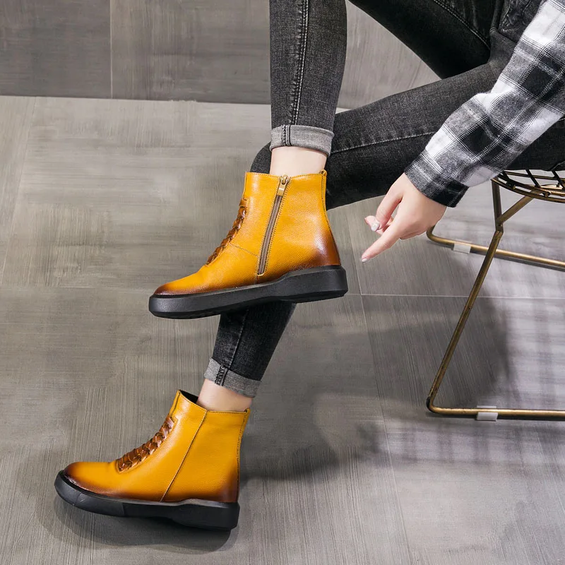 DRKANOL новые туфли ручной работы из натуральной кожи Полусапожки женские