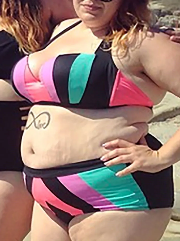 Женская Сексуальная Холтер большого размера плюс пляжная одежда бикини для