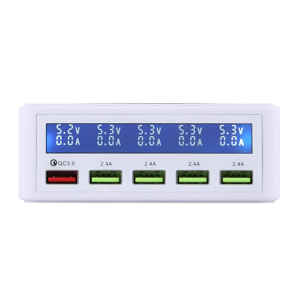 White AIXXCO USB быстрое зарядное устройство 40 Вт 5 со светодиодным дисплеем и возможностью быстрой зарядки 3,0 быстрое зарядное устройство настольная зарядная станция для iPhone X, 8, 7, 6, iPad - Тип штекера: White