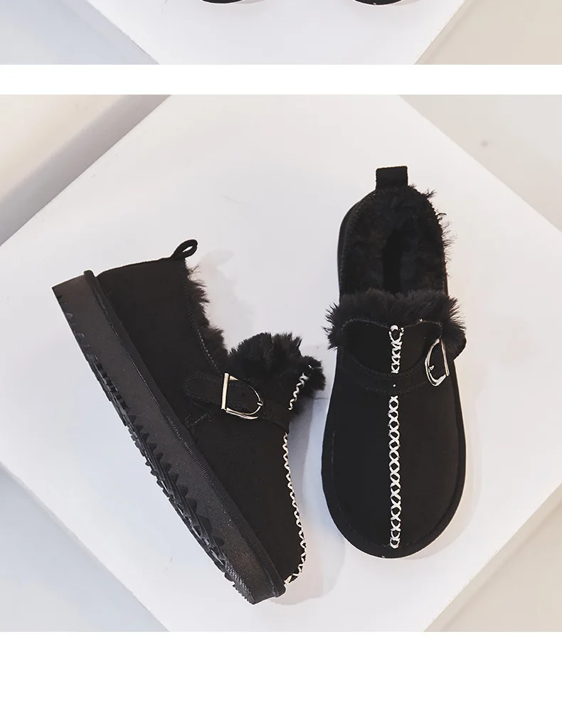 Зимние сапоги; Новинка; женские зимние короткие сапоги-трубы в Корейском стиле; обувь на плоской подошве; Студенческая обувь из вельвета и хлопка