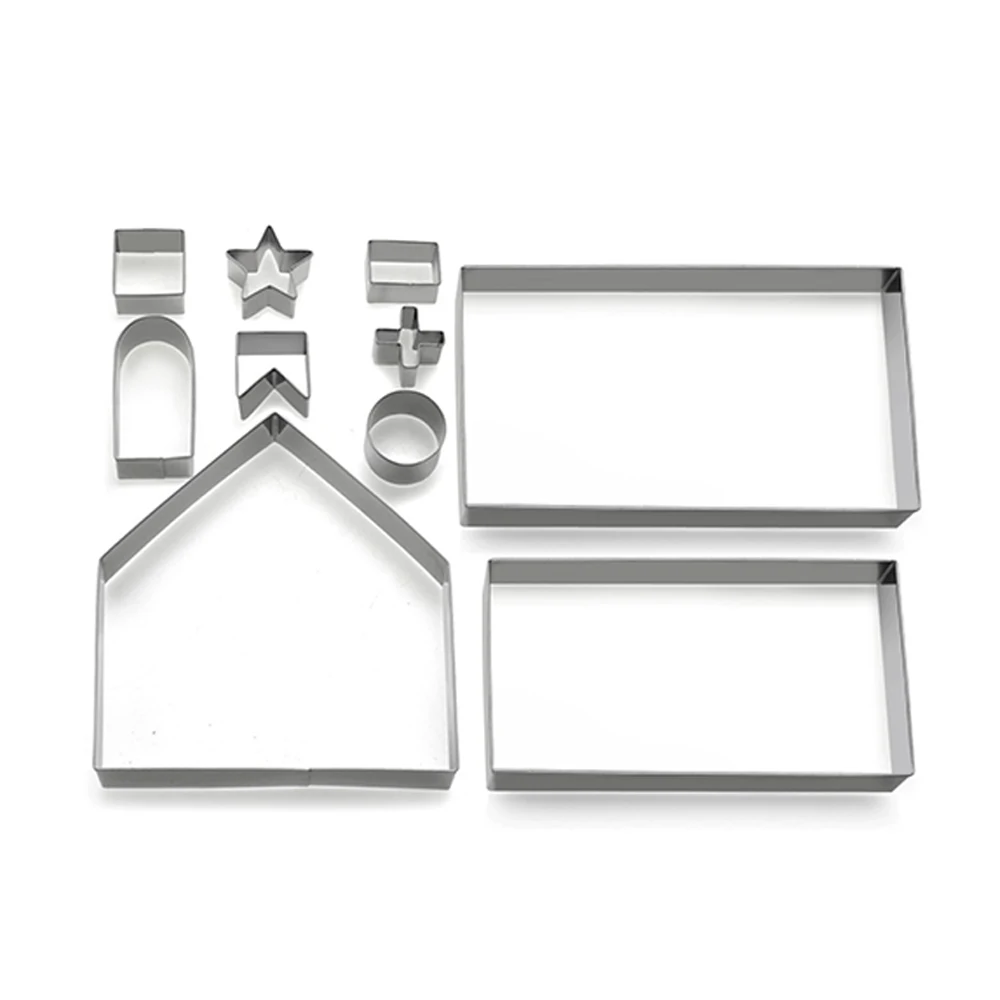 10 шт. 3D Нержавеющая сталь пейзажа Рождество набор печенья прессформы рисунок