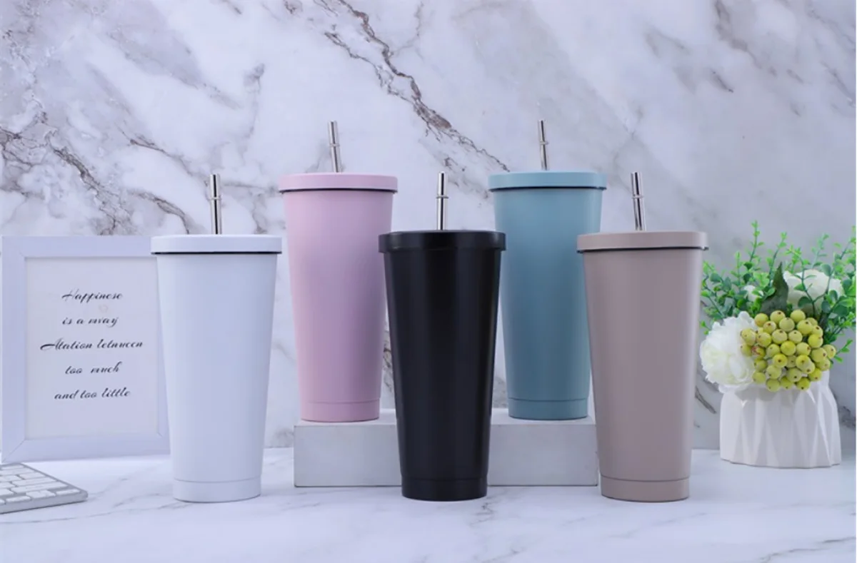 

HPDEAR Insulated Tumbler with Lids and Straws, Stainless Steel Water Bottle , Portable Cup,25.3oz,5 Colors.