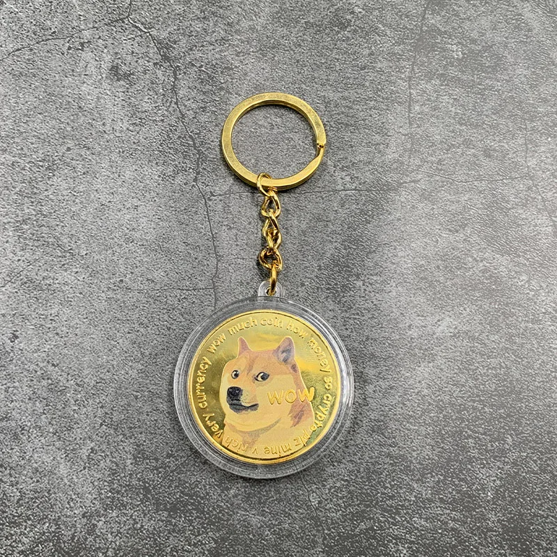 Doge Памятная коллекция монет Dogecoin металлический брелок удобная подвеска на