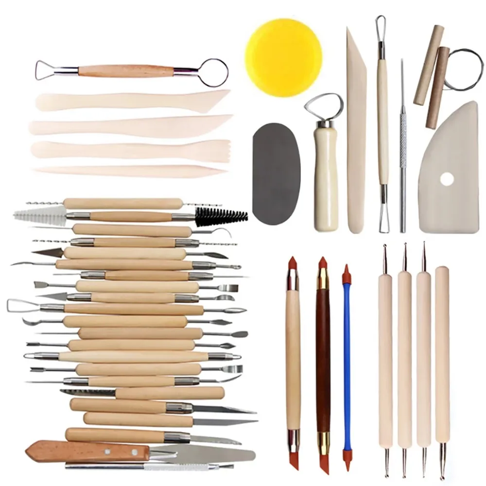 

42pcs Arts Crafts Clay Sculpting Tools Pottery Carving Tool kit Pottery & Ceramics Ceramics Wooden Handle Modeling Clay Tools