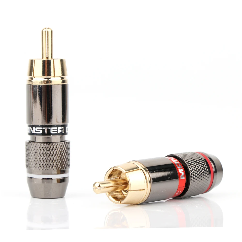 Hifi 8 шт RCA штекер позолоченный 6 мм Мужской Двойной самоблокирующийся Лотос