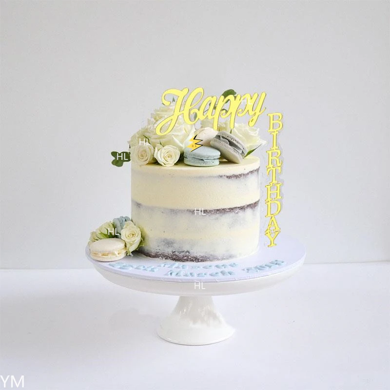 Уникальный Топпер для торта С Днем Рождения розовый Золотой акриловый детский