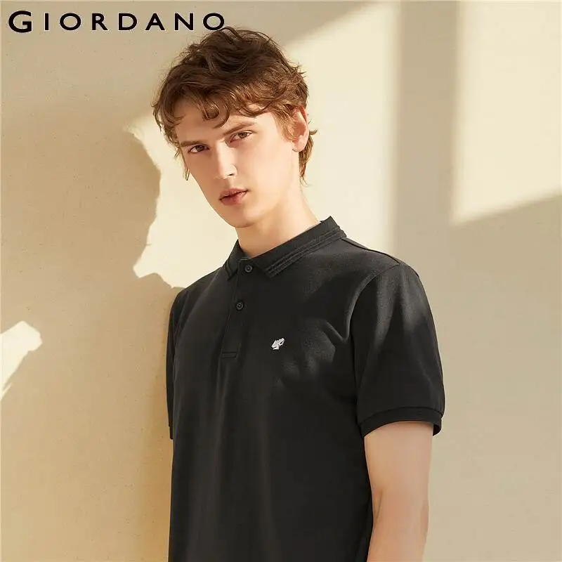 

Giordano Men Polos Frog Heather Color Embroidery Stretchy Polo Shirt Short Sleeves Mesh Structure Caual Polos 01011388001