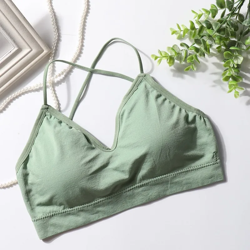 Бюстгальтер с открытой спиной и крестиком для женщин бесшовный хлопковый