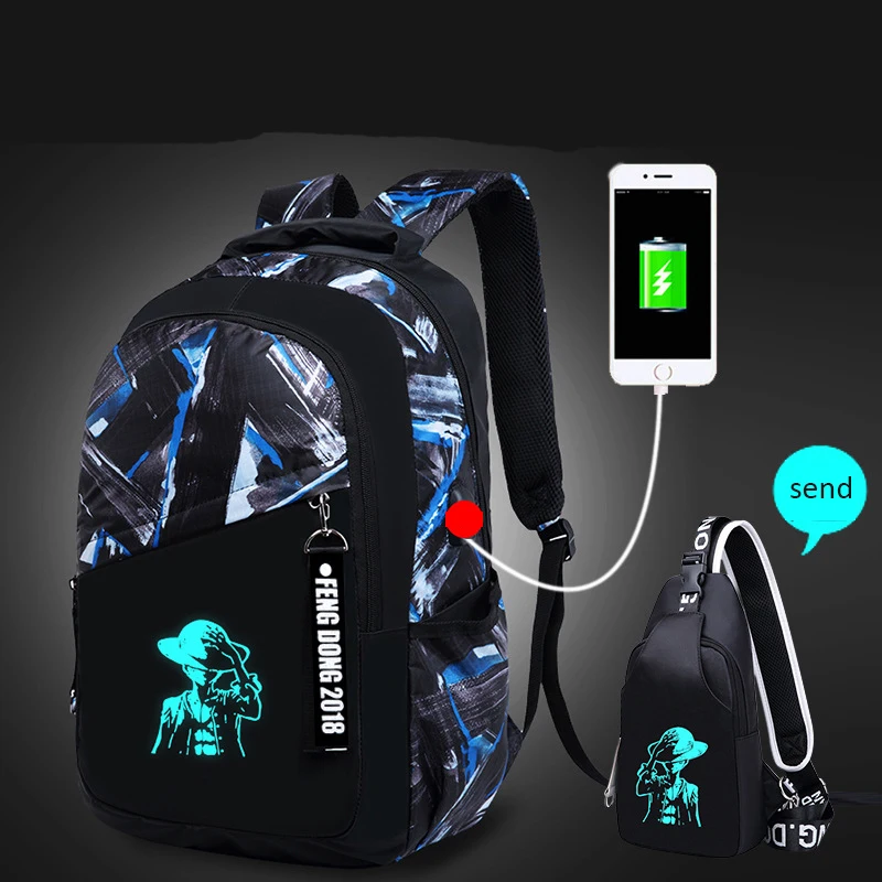 Новые мужские водонепроницаемые Оксфордские рюкзаки, светящиеся, usb зарядка, Противоугонный рюкзак, школьные рюкзаки для мальчиков-подростков - Цвет: style7