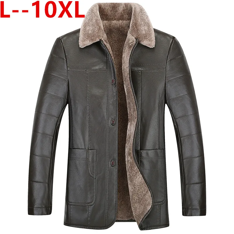 Большие размеры 10XL 8XL 6X новая зимняя мотоциклетная мужская кожаная куртка