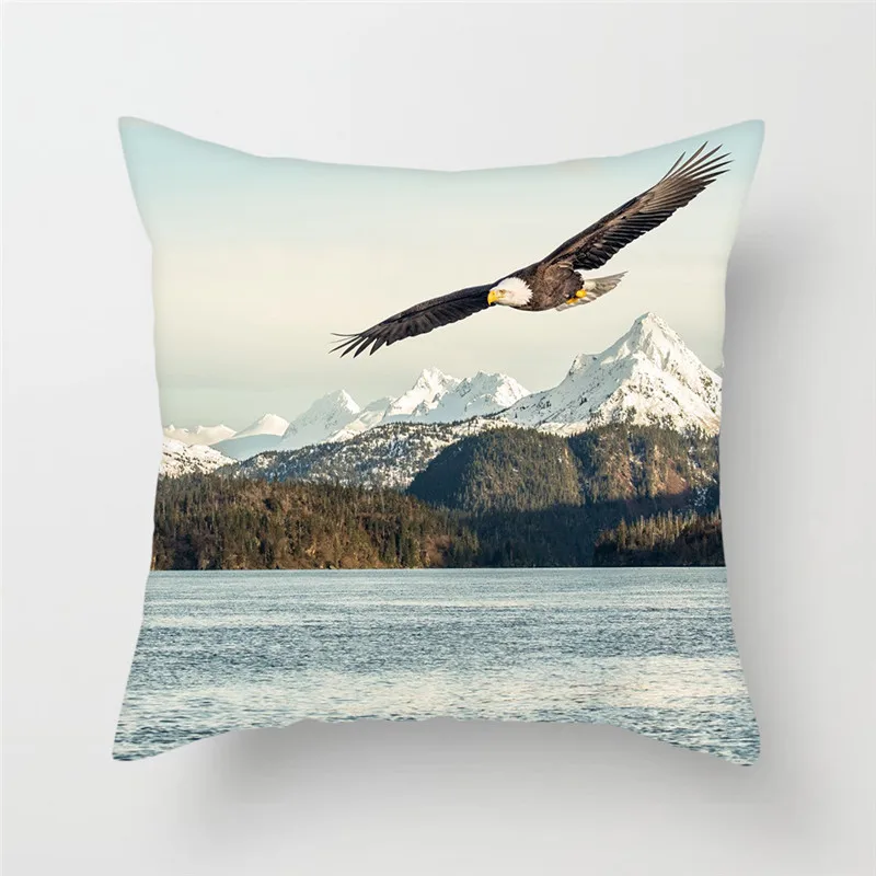 Fuwatacchi Raptor Bald Eagle Mountain Lake Pillow Cover Animal Cushion For Car Home Living Room Decorative Pillowcase 2019 | Дом и сад
