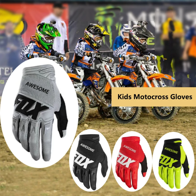 6-12 Year Kids Cycling Gloves MTB ATV Off Road Sports Full Finger Motocross Downhill Motorcycle Child Riding Bike Glove | Спорт и
