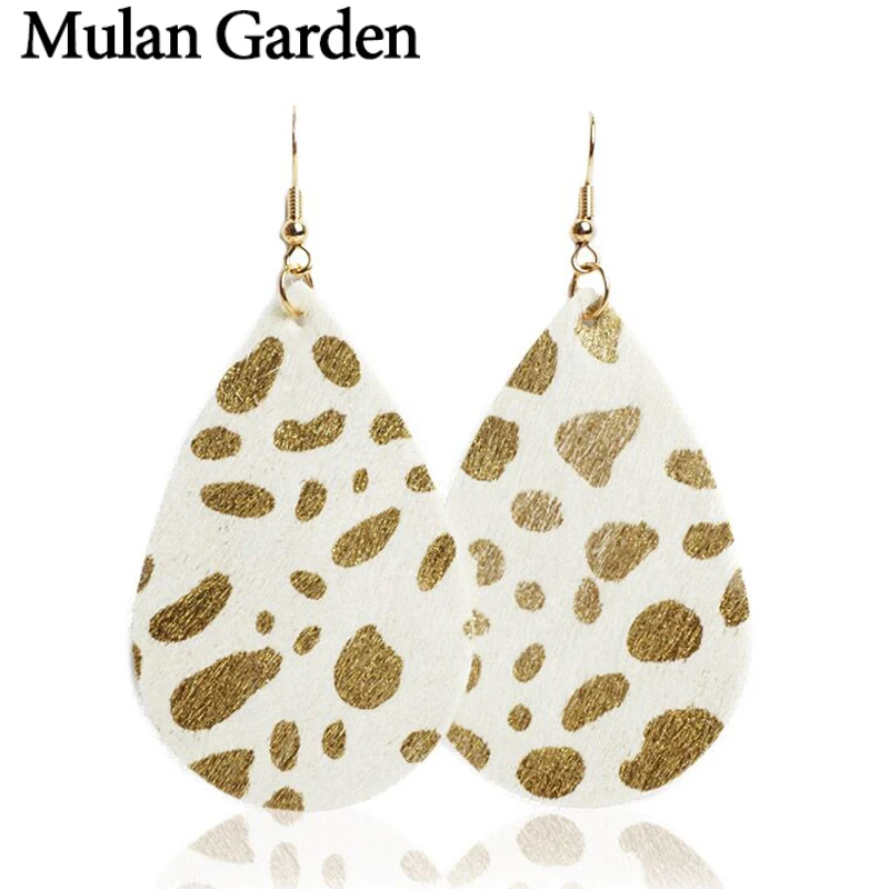 Женские леопардовые серьги M & G подвески с кожаными перьями модные ювелирные