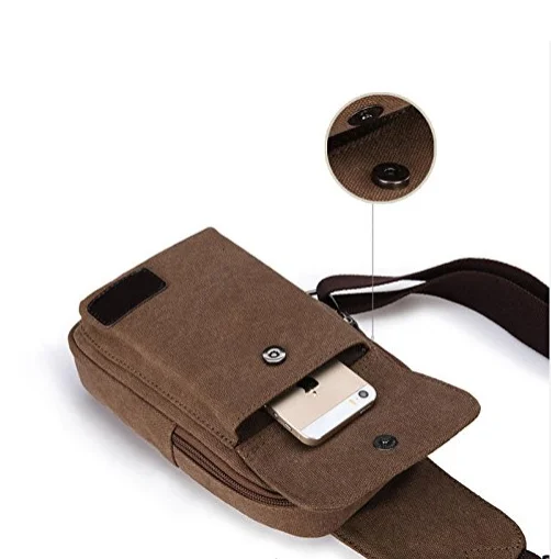 

Men's Small Chest Sling Bag Travel Hiking Cross Body Messenger Shoulder Solid Canvas Waist Bag