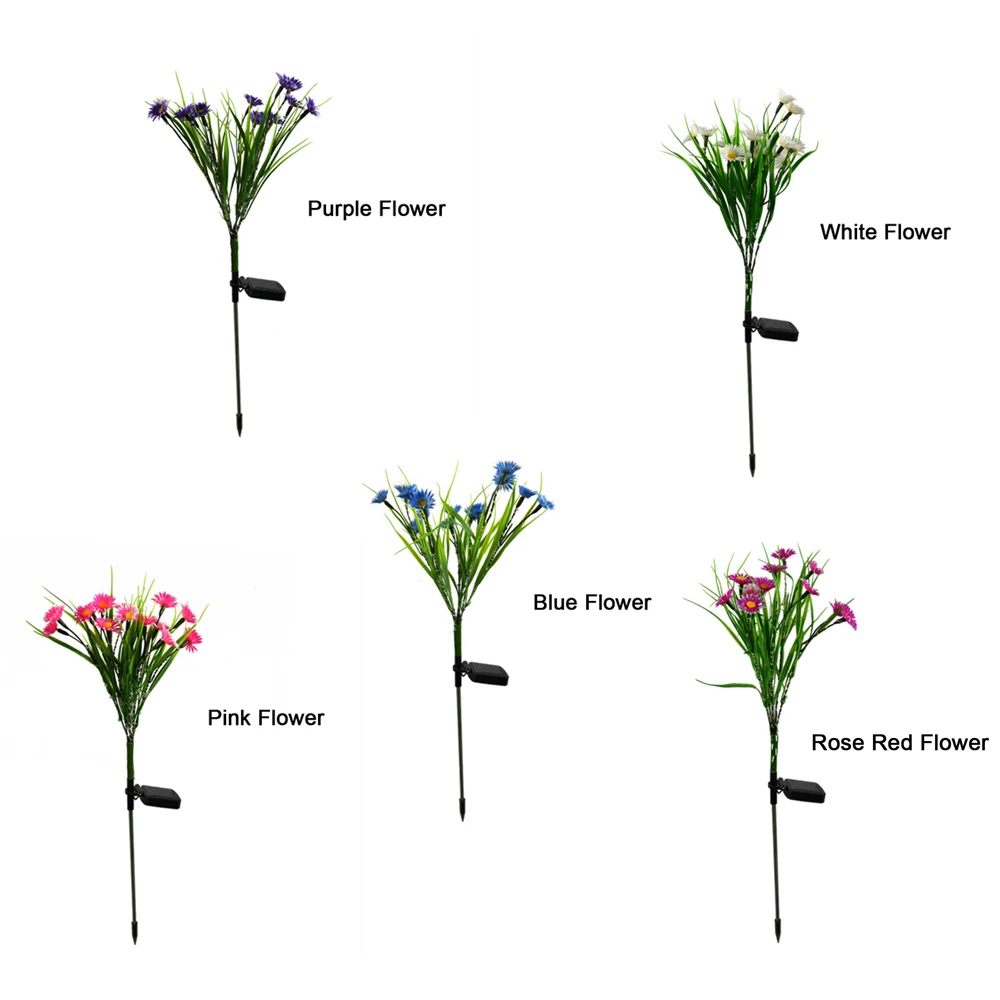 Садовое украшение солнечной светодиодной лампой Chrysanthemum Lights Flower Lawn Lamp Outdoor Colorful Wild Landscape Courtyard Decor.