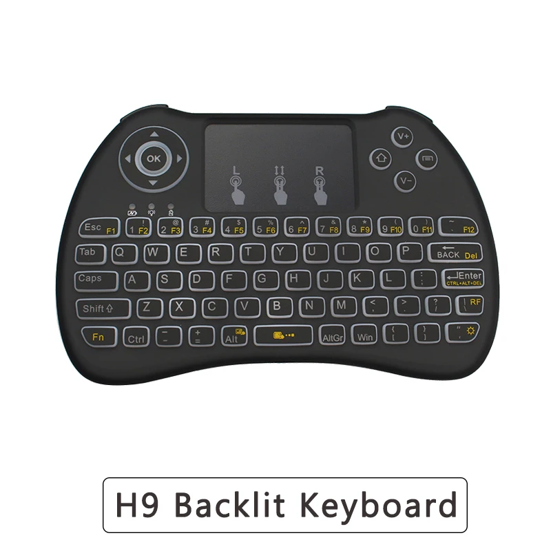 

H9 Backlight Keyboard 2.4Ghz Wireless Keyboard with Touchpad Qwerty English Verson for Smart TV Box Laptop Orange Pi PC