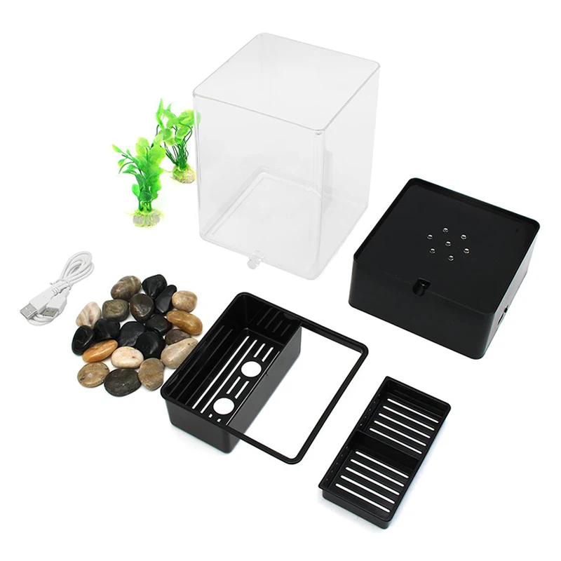 Мини аквариумы акриловый пластиковый USB аквариум со светодиодной портативной
