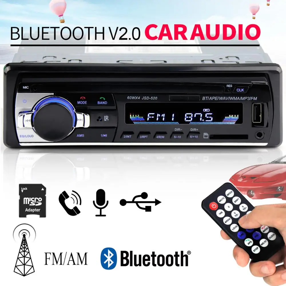 Автомагнитола 1 Din jsd 520 12 в Bluetooth автомобильный стерео In dash TF FM USB AUX WMA автомагнитола