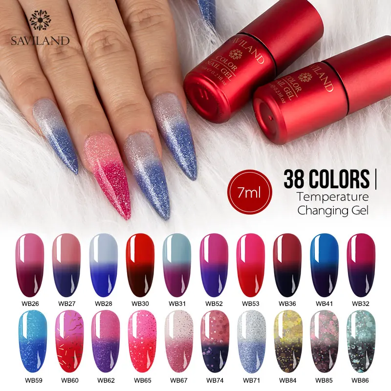 Блестящий Гель лак для ногтей Saviland 7 мл отмачиваемый УФ термальный