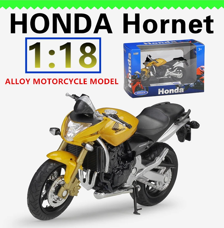 WELLY 1:18 HONDA Hornet литая под давлением модель мотоцикла из сплава игрушка для детей подарок на день рождения коллекция игрушек