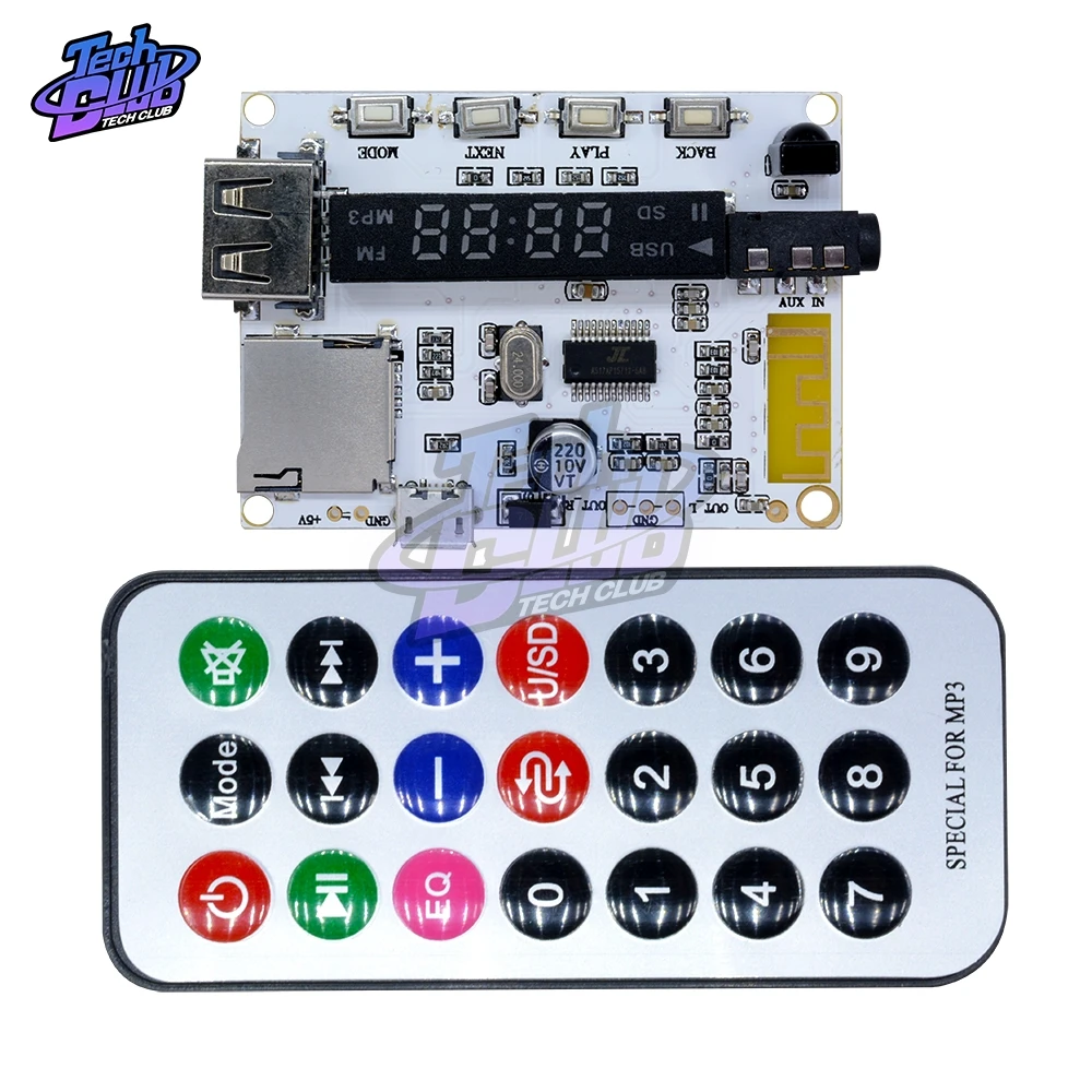 Цифровой светодиодный дисплей беспроводной Bluetooth FM MP3 декодирующая плата TF Micro SD