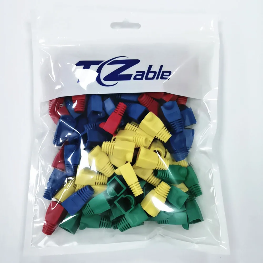 100 шт. сетевой обтекатель RJ45 разные цвета CAT5E CAT6 кабель Ethernet сброс натяжения