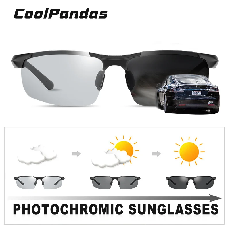 Мужские фотохромные солнцезащитные очки CoolPandas из алюминиево магниевого сплава