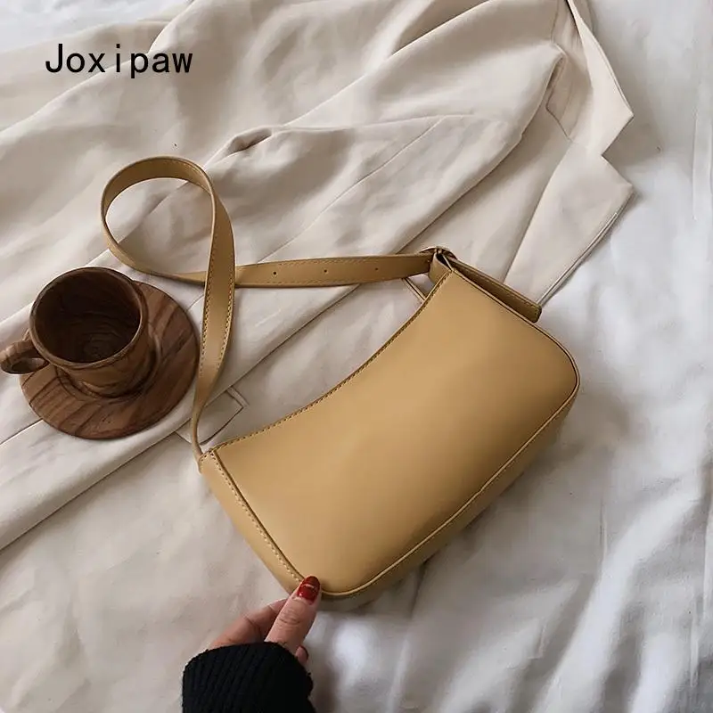 

Cute Solid Color Small PU Leather Shoulder Bags For Women 2021 Summer Simple Handbags And Purses Female Travel Totes