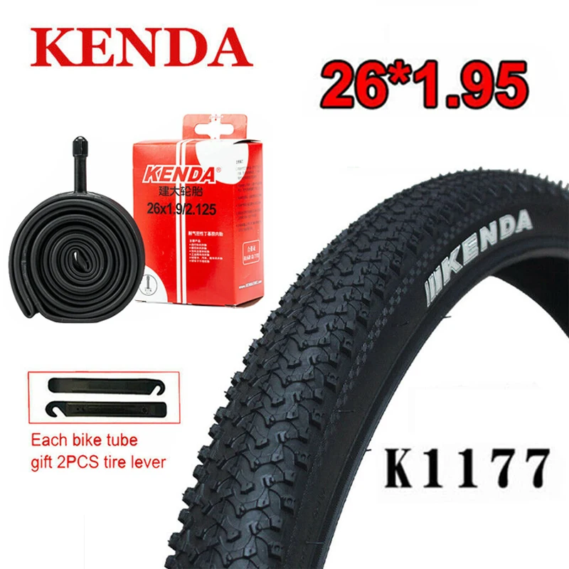 KENDA Bike Tire 26*1.95 Mountain Bicycle Inner Tube Anti-slip Pneu Mtb Ultralight K1177 65PSI Not Folded Type pneu Cycling Parts